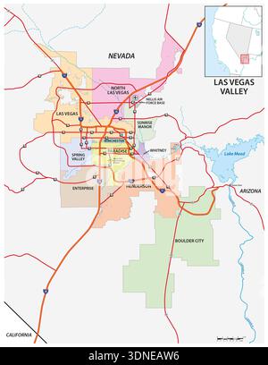 Carte de la région métropolitaine de Las Vegas Valley, Nevada, États-Unis Banque D'Images