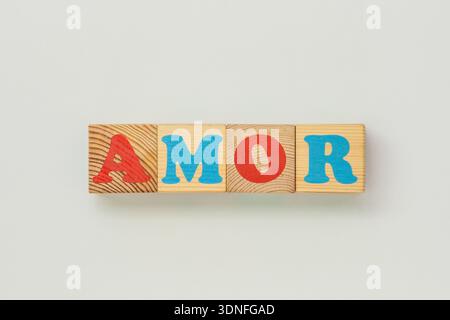 Amor est un mot espagnol, portugais et latin qui se traduit directement par amour en anglais Banque D'Images