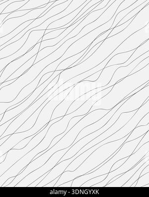 Un fond clair avec des lignes griffonnées noires diagonales et ondulées créant une disposition verticale texturée. Illustration de Vecteur