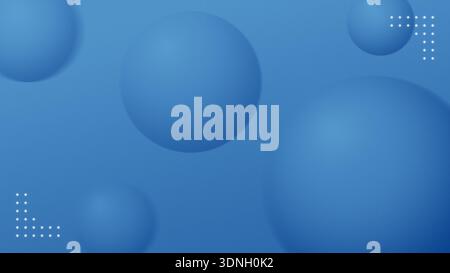 Fond abstrait, moderne et granuleux en bleu avec composition dynamique de sphères floues et distinctes. Fond plein format avec bruit. Copier l'espace. Banque D'Images