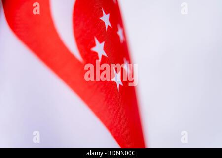 Détail rapproché de texture de drapeau de Singapour Banque D'Images