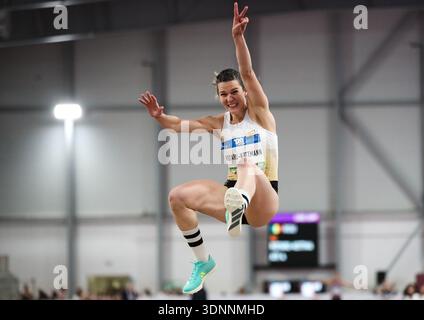 Belgrade, Serbie. 11 février 2026. La roumaine Alina Rotaru-Kottmann participe au saut en longueur des femmes lors de la réunion en salle de Belgrade dans le cadre du World Athletics Indoor Tour Gold à l'Athletics Hall le 11 février 2026 à Belgrade, Serbie. Crédit : Dimitrije Vasiljevic/Alamy Live News Banque D'Images