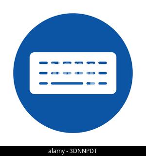 Icône de clavier bleu minimaliste sur fond circulaire, adaptée aux projets liés à la technologie, à la conception d'applications et aux applications numériques. Illustration de Vecteur