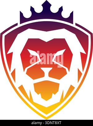 Tête de lion avec concept de bouclier Illustration de Vecteur