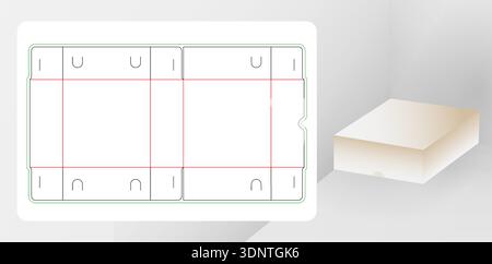 Modèle de maquette de colle sans boîte découpée illustration réaliste pour l'emballage de produits, les boîtes alimentaires, les boîtes cadeaux et les emballages de détail. Propre et minimaliste Illustration de Vecteur
