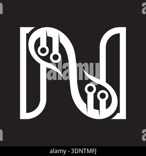 Lettre N et logo ADN Illustration de Vecteur