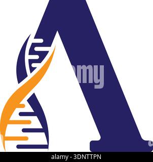 Lettre A et logo ADN Illustration de Vecteur