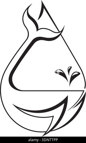 Conception de logo de vecteur de queue de baleine Illustration de Vecteur