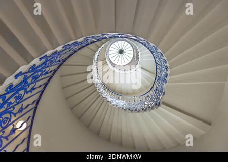 Spirale géométrique des escaliers historiques Tulip à Greenwich Banque D'Images