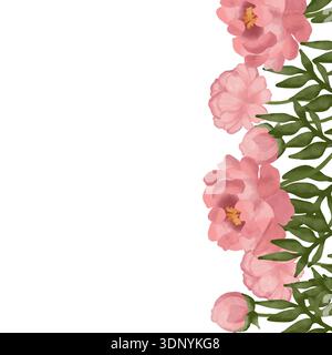 Illustration de pivoines aquarelles peintes à la main créée pour les conceptions de la Journée de la femme et de la célébration du printemps. Composition florale délicate avec pe fleuri Banque D'Images