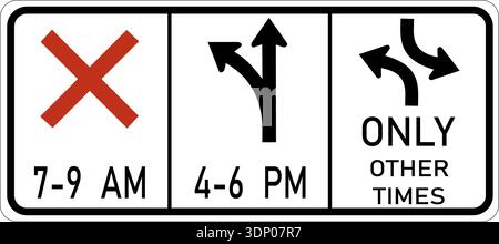 Illustration vectorielle d'un panneau routier usa Reversible Lane Control. Il se compose de trois sections indiquant quelles actions sont autorisées à certains moments de la Illustration de Vecteur