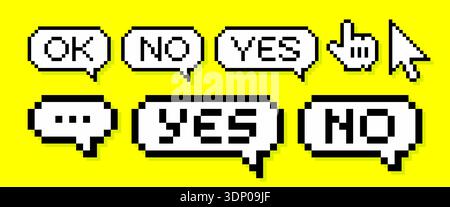 Jeu de bulles de dialogue Pixel art Illustration de Vecteur