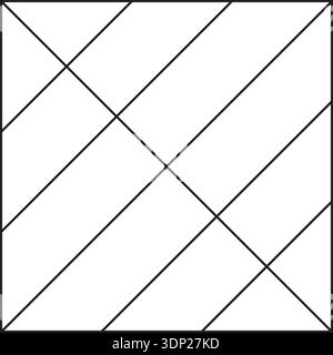 Disposition de grille carrée avec une ligne diagonale et cinq lignes diagonales réfléchies. Illustration de Vecteur