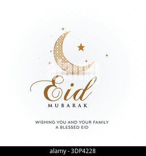 Illustration lunaire du croissant Eid Moubarak avec un design de salutation islamique moderne Illustration de Vecteur