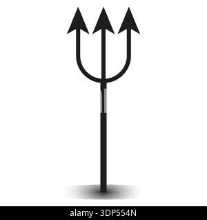 Icône trident noire. Symbole à trois broches. Lance vectorielle pointue. Signe d'arme électrique. SPE 10. Illustration de Vecteur