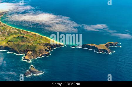 Vue aérienne du littoral de l'île de Porto Santo. Banque D'Images