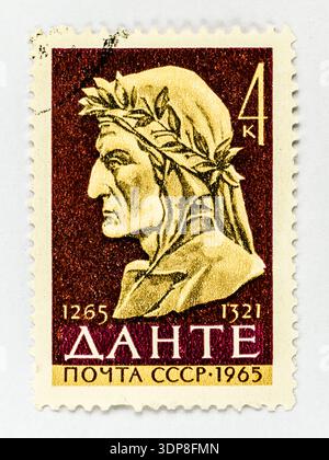 Union soviétique URSS Dante Alighieri anniversaire timbre postal vintage poète italien Divine Comédie ! Ce timbre-poste vintage littéralement significatif de Banque D'Images