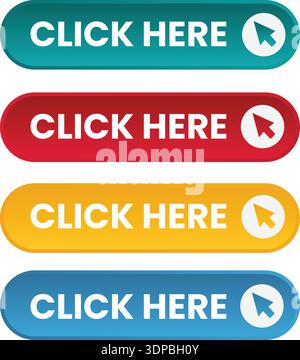 Un ensemble coloré de boutons cliquables avec des flèches Illustration de Vecteur