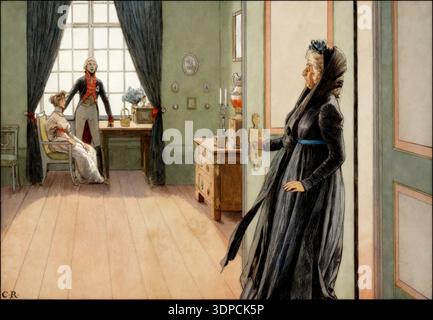 Le prince héritier Friedrich Wilhelm et sa jeune épouse Louise se rencontrent de manière informelle contre la volonté de la grande maîtresse comtesse de Voss, Allemagne, 22. Décembre 1793, Louise de Mecklembourg-Strelitz, 1776 - 1810, reine consort de Prusse, peinture historique de C. Röchling Banque D'Images