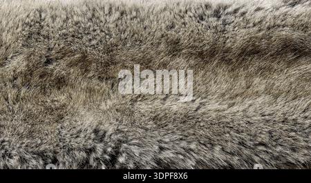 Gros plan de la texture de fausse fourrure avec des nuances brunes et beiges douces. Surface de fourrure synthétique pelucheuse appropriée pour le fond, la conception textile, la mode, l'hiver, Banque D'Images