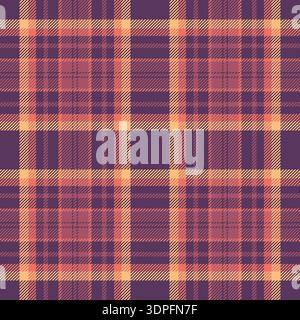 Tartan de modèle de tissu de récolte, fond de plaid sans couture oktoberfest. Vecteur de texture de contrôle textile confortable dans la palette de couleurs rouge et violette. Illustration de Vecteur