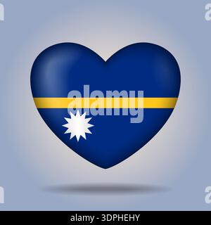 Bouton cœur drapeau Nauru isolé sur fond dégradé de couleurs Illustration de Vecteur