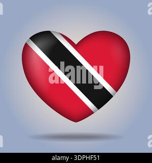 Trinité-et-Tobago drapeau bouton coeur isolé sur fond dégradé de couleur Illustration de Vecteur