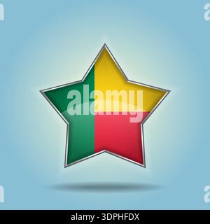 Bénin drapeau étoile brillant. Isolé sur fond dégradé de couleurs Illustration de Vecteur