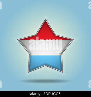 Drapeau luxembourgeois étoile brillant. Isolé sur fond dégradé de couleurs Illustration de Vecteur