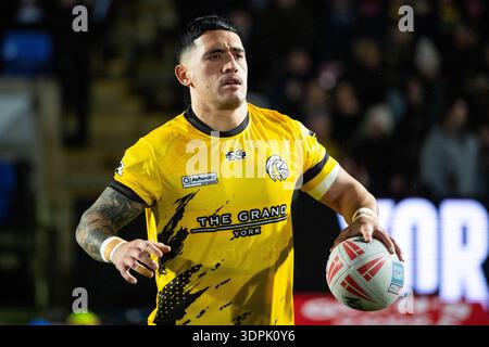 12-02-2026, York Community Stadium , York York York Knights vs Hull KR Nikau Williams de York Knights Warming Up Banque D'Images
