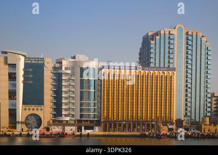 Émirats arabes Unis, Dubaï, Deira, Skyline, Dubai Creek, Banque D'Images