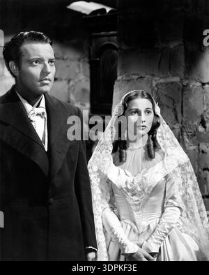 ORSON WELLES : Rochester et JOAN FONTAINE : Jane dans JANE EYRE 1943 réalisateur ROBERT STEVENSON roman Charlotte Bronte scénario Aldous Huxley Robert Stevenson et John Houseman musique Bernard Herrmann Twentieth Century Fox Banque D'Images