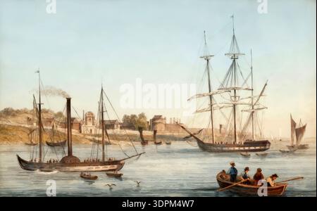 Tilbury Fort, Tilbury, Essex, Angleterre, bateaux à voile, 19e siècle Banque D'Images