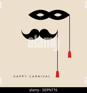 Bonne bannière de carnaval. Symbole coloré. Célébration des fêtes. Illustration vectorielle, conception plate Illustration de Vecteur