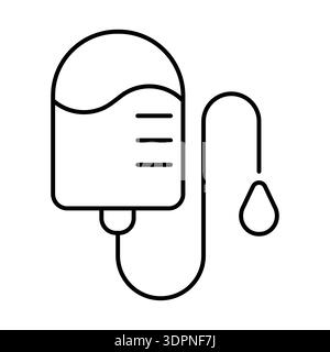 Enseigne de banque de sang. Récipient médical avec symbole de goutte de sang. Illustration linéaire vectorielle de charité et de don. Illustration de Vecteur