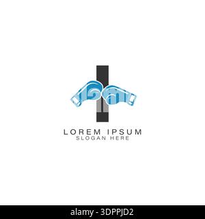 Lettre I logo Design avec gants de boxe. Icône Alphabet I pour Boxing Sport Design Illustration de Vecteur
