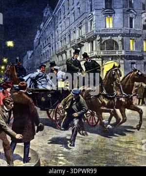 Tentative d'assassinat sur le Kaiser Guillaume II d'Allemagne à Brême - illustration par Achille Beltrame Banque D'Images