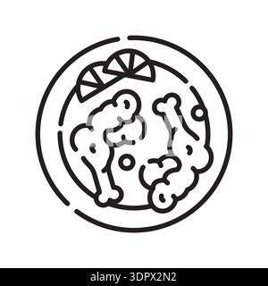 icône de ligne noire de poulet tandoori. Elément isolé par vecteur. Contour modifiable. Illustration de Vecteur