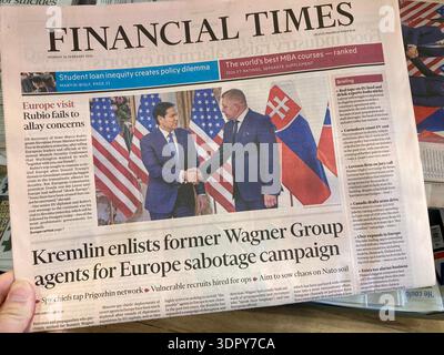 Un grand journal britannique commente l'Europe la visite du secrétaire d'État américain Marco Rubio ne parvient pas à apaiser les inquiétudes Banque D'Images
