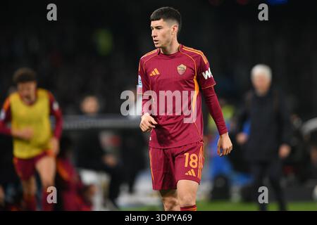 15 février 2026, Stadio Diego Armando Maradona, Naples, Italie ; Serie A Football ; Napoli versus Roma; Matias Soule d'AS Roma Banque D'Images