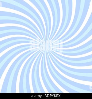 Fond de crème glacée radial tourbillonnant. Illustration vectorielle pour la conception de tourbillon. Tourbillon en spirale de vortex d'été. Couleurs bleues. Rayons de rotation de l'hélice. Bandes évolutives psychédéliques convergentes. Faisceaux lumineux amusants Illustration de Vecteur