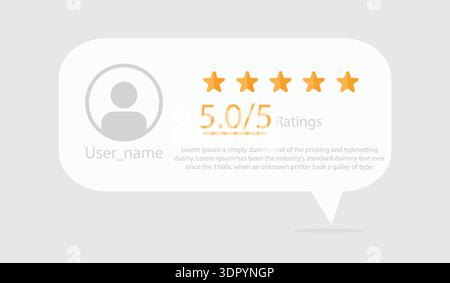 Client donnant avis 5 étoiles sur l'application Illustration de Vecteur