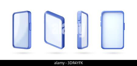 Smartphone 3D Blue pour maquette de contenu numérique. Illustration de Vecteur