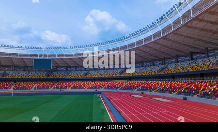 Ouganda, Kampala. Le stade Hoima nouvellement construit en Ouganda, pour accueillir la Coupe d'Afrique des Nations 2027. Le stade de Hoima City, d'une capacité de 20 000 personnes, en Ouganda. Banque D'Images