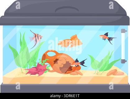 Icône de dessin animé de réservoir de poisson. Faune exotique isolée sur fond blanc Illustration de Vecteur