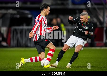 Rotterdam, pays-Bas. 17 février 2026. ROTTERDAM, 17-02-2026, stade Sparta 'Het Kasteel', saison 2025/2026, football néerlandais Eredivisie, match entre le Sparta Rotterdam et le NEC Nijmegen, photo montrant le joueur du Sparta Rotterdam Pelle Clement et le joueur du NEC Nijmegen Bryan Linssen crédit : Pro Shots/Alamy Live News Banque D'Images