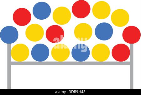 Illustration plate d'un banc simple avec un dossier recouvert de pois colorés Illustration de Vecteur