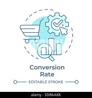 Icône de concept bleu doux du taux de conversion Illustration de Vecteur