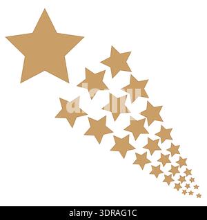 Étoiles bronzées tombantes. Diagramme vectoriel de flux de gradient. Décor de sentiers célestes. Fond marron clair. Illustration de Vecteur