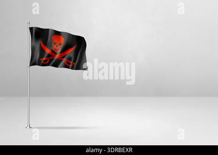 Drapeau Pirate, Jolly Roger isolé sur blanc Banque D'Images